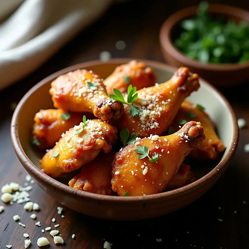 Alitas de Pollo al Ajo y Parmesano (Air Fryer)