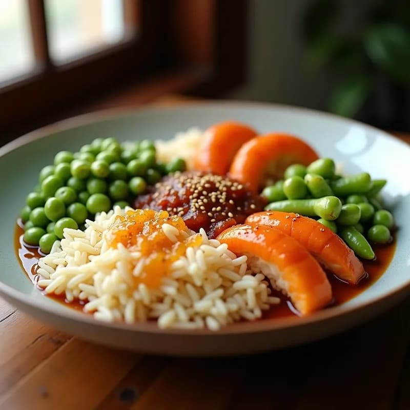 Bowl de Arroz, Edamame y Salmón Glaseado