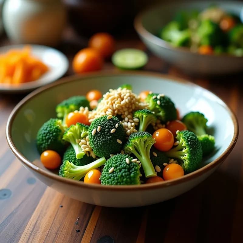 Ensalada Templada de Brócoli, Almendras y Sésamo