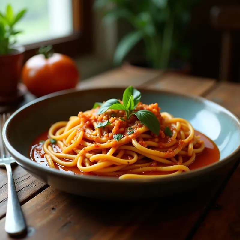 Fideos de Calabacín con Boloñesa de Soja Texturizada