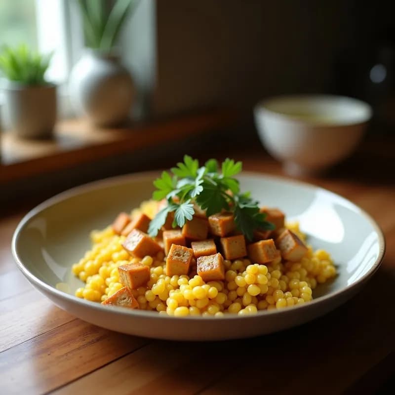 Tofu Revuelto (Scrambled Tofu) con Champiñones