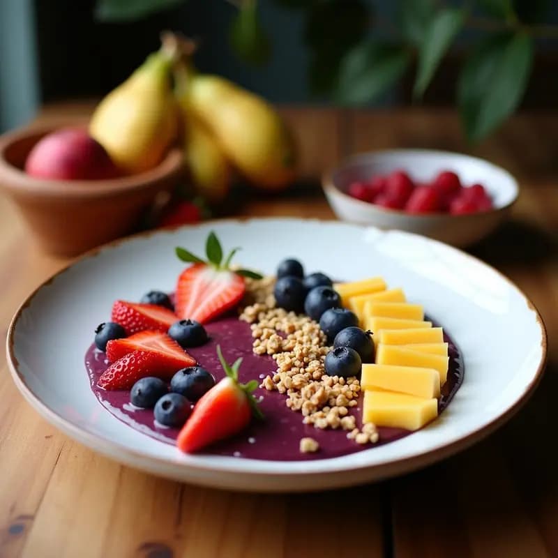 Açaí Bowl con Granola de Coco y Frutos Tropicales: Receta Brasileña Sin Azúcar