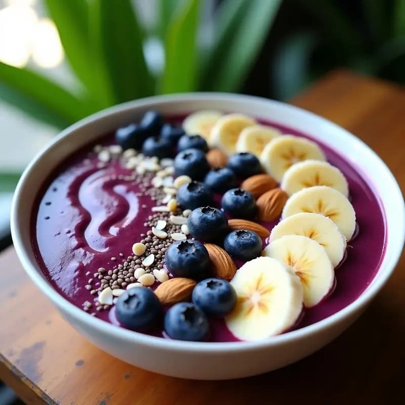 Açaí Bowl con Guaraná y Plátano: Desayuno Amazónico Energético y Detox
