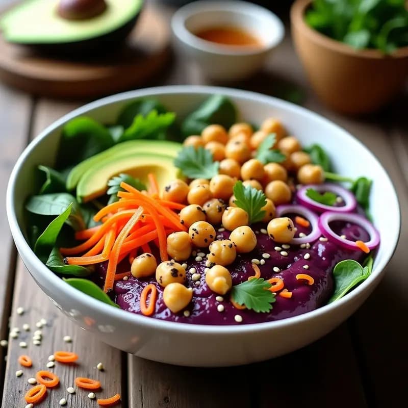 Açaí Bowl Salado con Garbanzos y Aguacate: Receta Brasileña Vegana y Proteinada