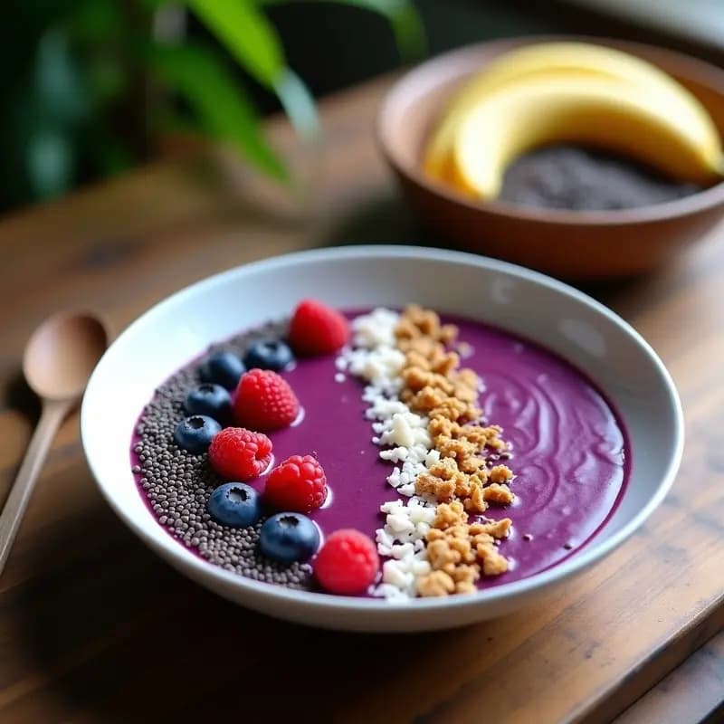 Açaí Bowl con Semillas de Chería y Frutos Rojos: Desayuno Amazónico Antioxidante