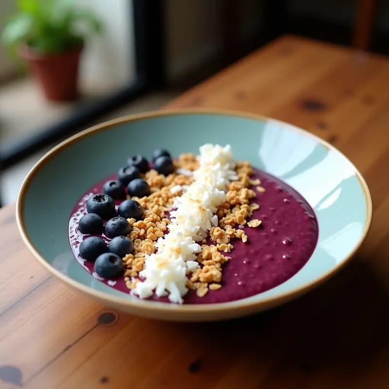 Açaí con Granola y Coco Rallado: Postre Brasileño Energético y Refrescante