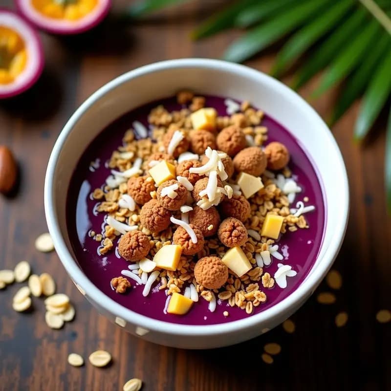 Açaí Na Tigela con Granola de Castañas y Frutas Amazónicas: Desayuno Brasilero Energético