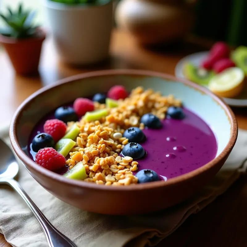 Açaí Na Tigela com Granola de Cúrcuma: Desayuno Brasileño con Toque Dorado