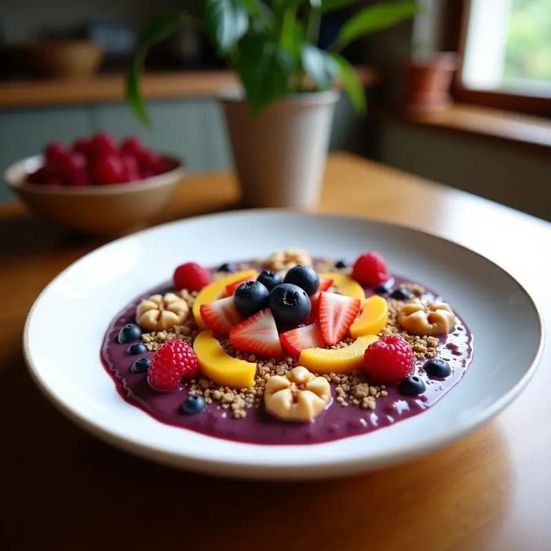 Açaí Na Tigela com Granola e Frutas Tropicais: Bowl Brasileño de Açaí con Superalimentos