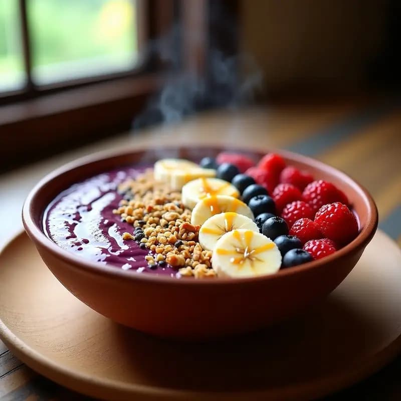 Açaí Na Tigela con Granola de Quinoa y Frutos Rojos: Desayuno Brasileño Alto en Antioxidantes