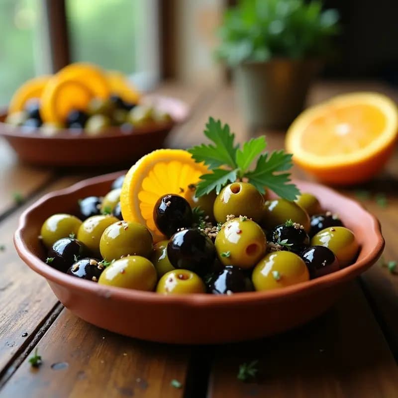 Aceitunas Aliñadas con Naranja y hierbas provenzales: Tapa en 5 Minutos
