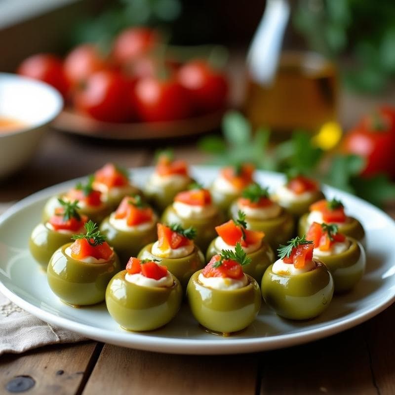 Aceitunas Rellenas de Pimientos Asados y Anchoas: Tapa Española en 10 Minutos