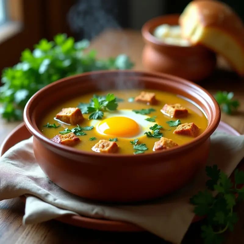 Açorda Alentejana con Cilantro: Sopa Portugesa Tradicional Sin Lácteos