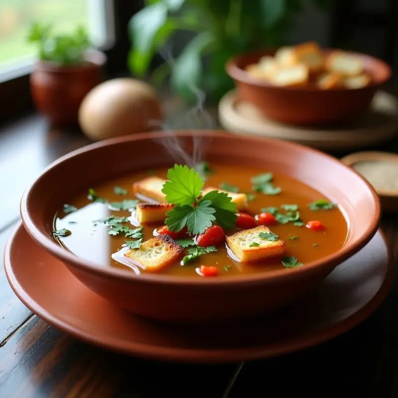 Açorda Alentejana de Pan y Coriandro: Sopa Portuguesa Vegana y Reconfortante