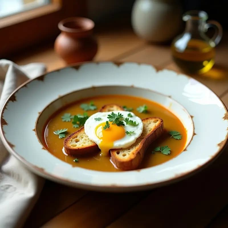 Açorda à Alentejana: Sopa de Pan con Cilantro y Huevos Escalfados Portuguesa