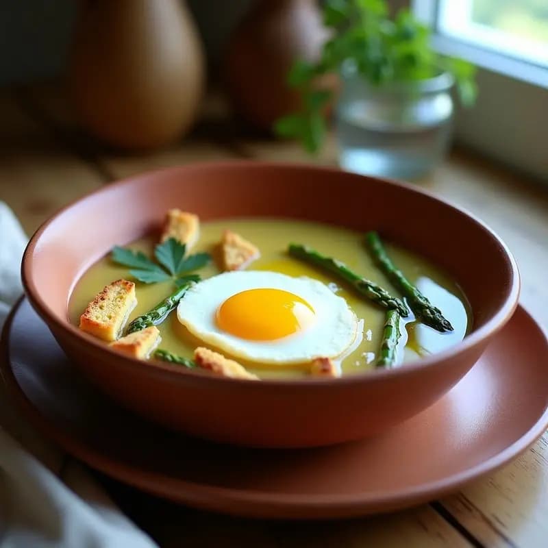 Açorda de Pan Duro con Espárragos y Huevo Escalfado: Receta Portuguesa de Aprovechamiento Keto