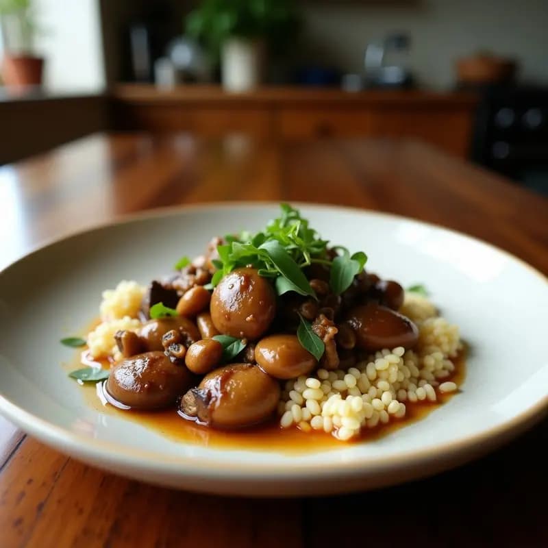 Adobo Filipino de Champiñones Portobello: Receta Vegana y Alta en Umami en Olla Lenta
