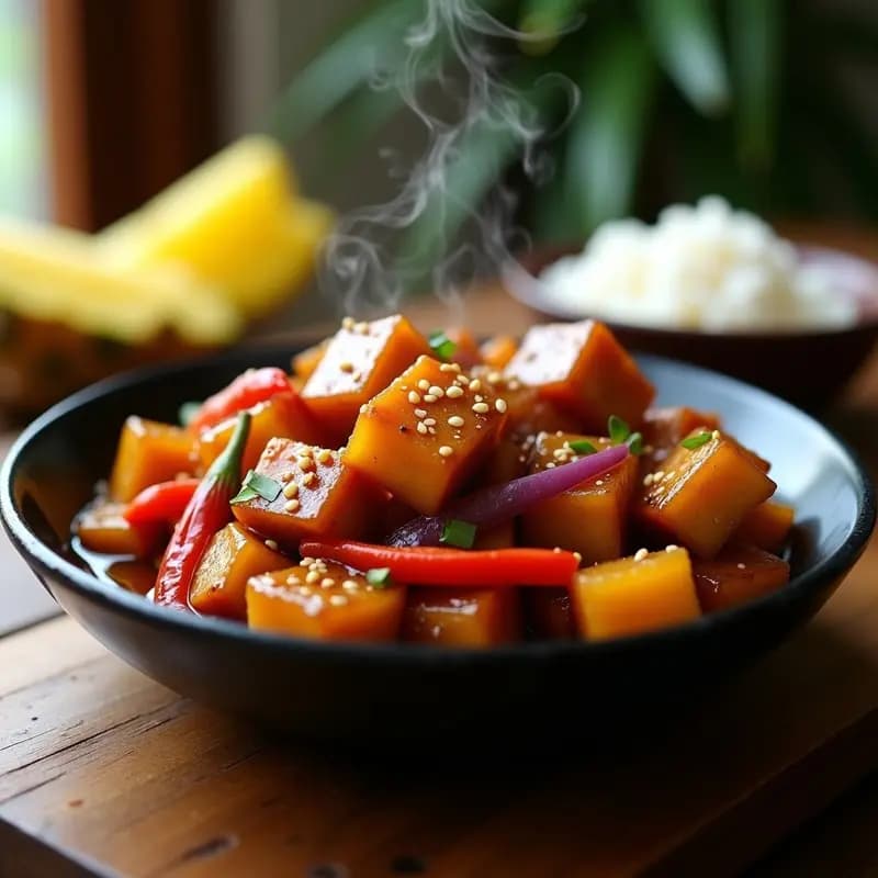 Adobo Filipino de Tofoo y Piña: Receta Süper Ácida y Dulce en Olla Rápida