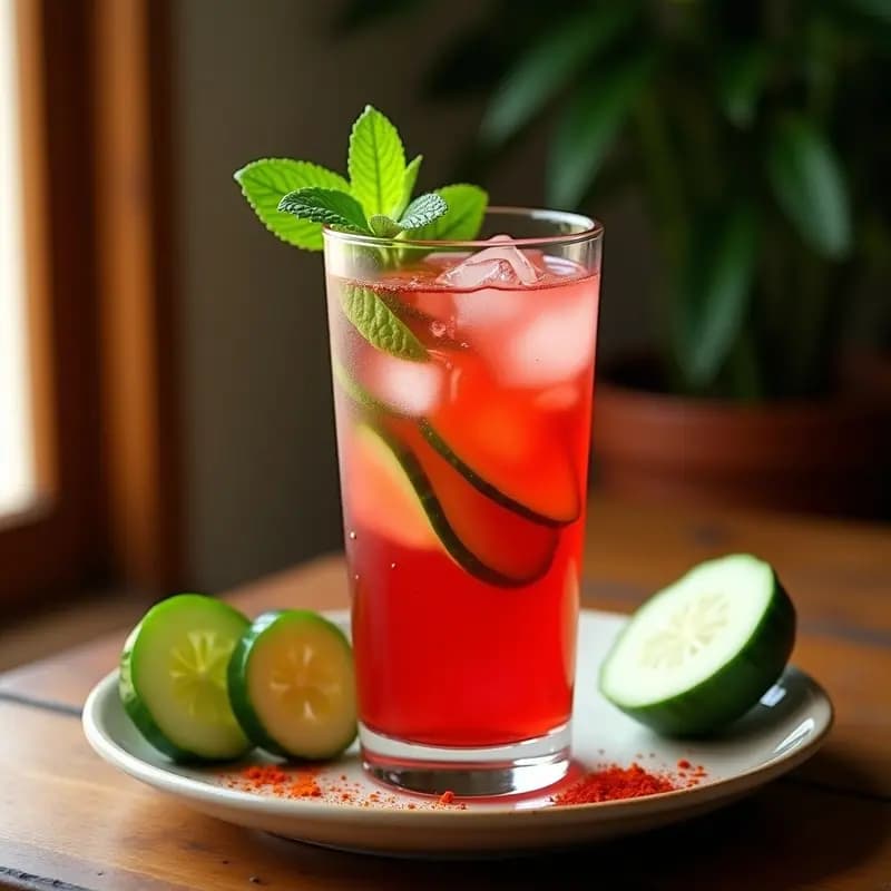Agua Fresca de Jamaica y Pepino con Toque de Chile: Bebida Mexicana Refreshante
