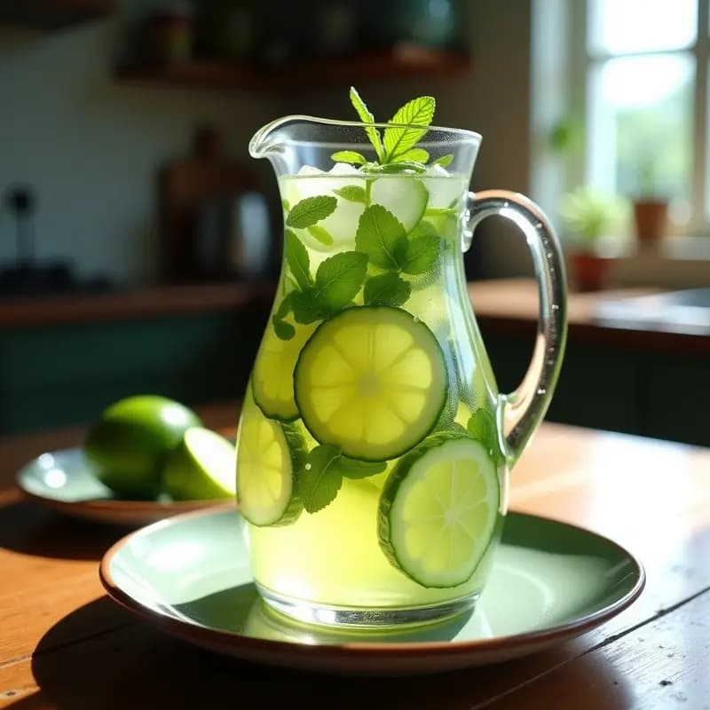 Agua Fresca de Pepino y Lima con Mentas: Bebida Colombiana Detox y Sin Calorías