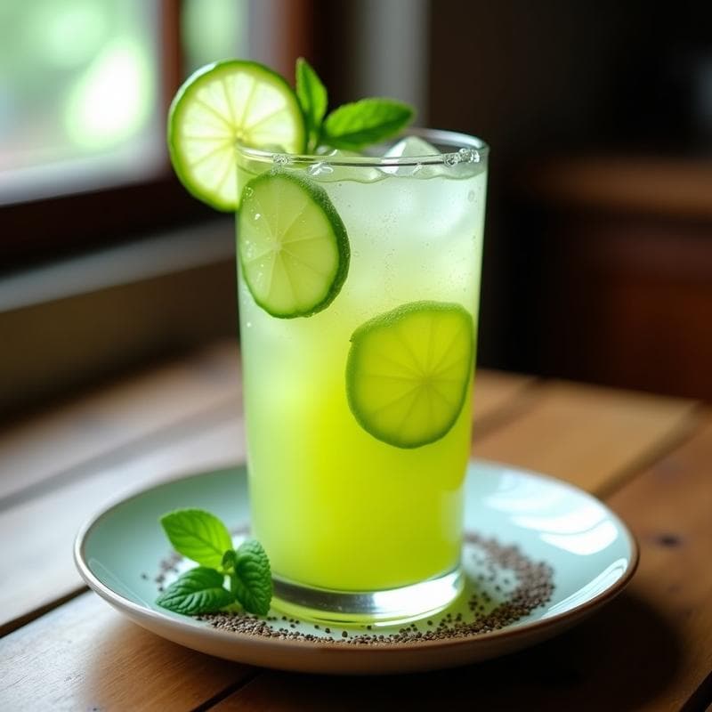 Agua Fresca de Pepino, menta y Lima con Semillas de Chía: Bebida Mexicana Hidratante y Sin Azúcar