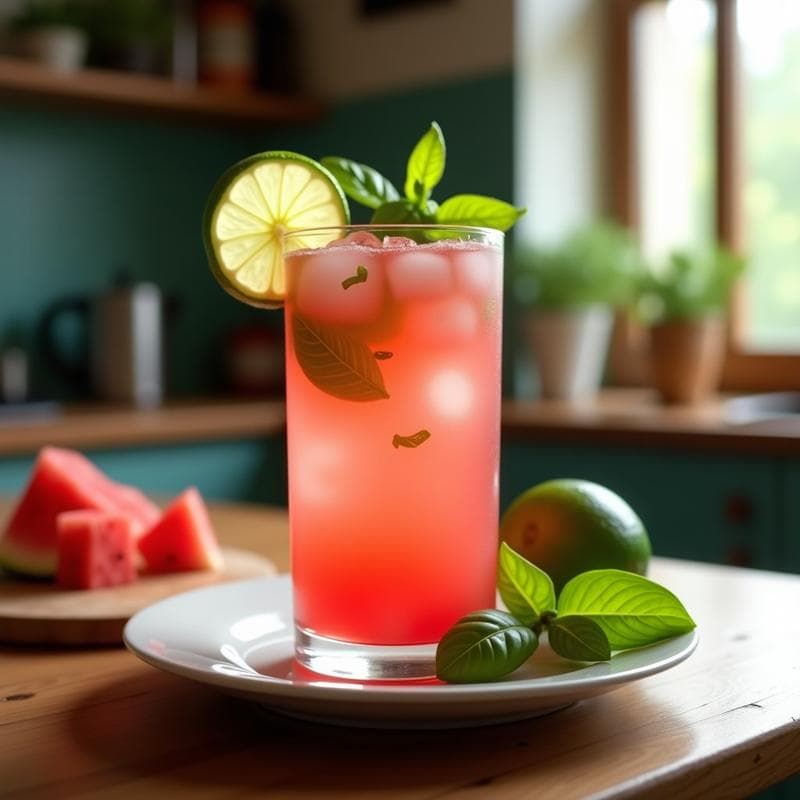 Agua Fresca de Sandía y Albahaca con Toque de Lima: Bebida Refrescante y Diurética