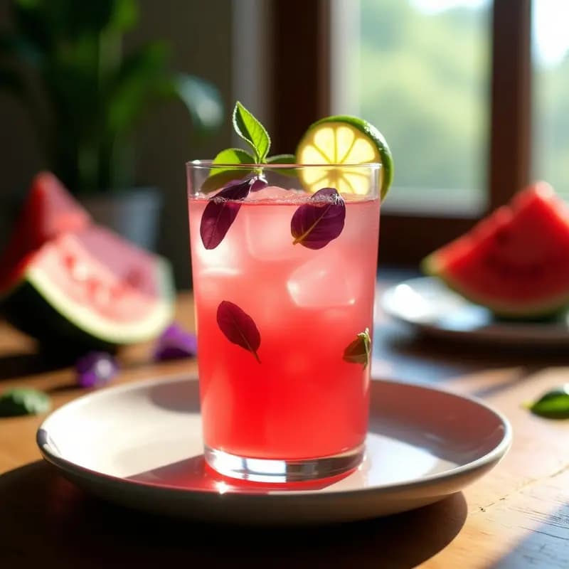 Aqua Fresca de Sandía y Albahaca: Bebida Mexicana Refrescante y Sin Azúcar
