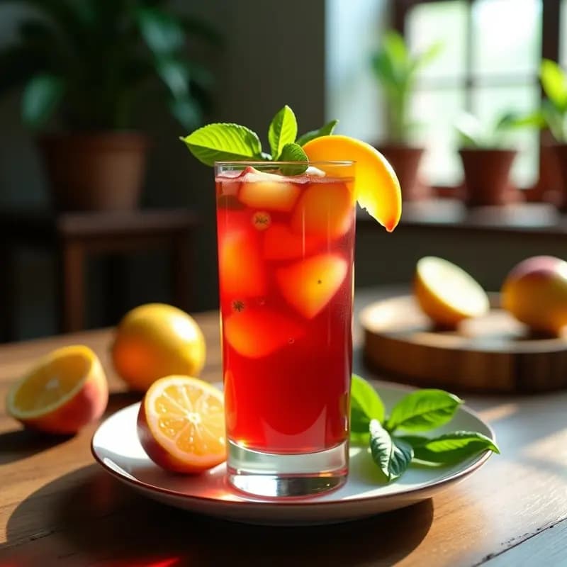 Agua de Jamaica con Melocotón y Albahaca: Bebida Mexicana Detox y Refrescante