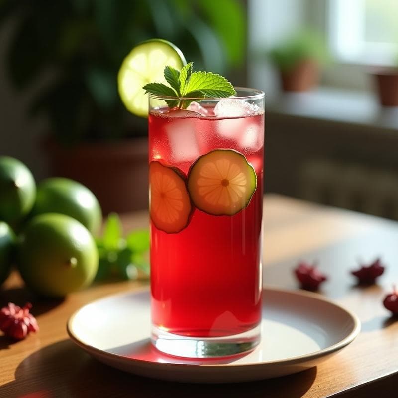 Bebida de Agua de Jamaica y Pepino: Refresco Detox Sin Azúcar en 8 Minutos