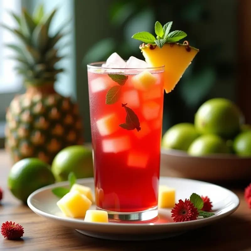Agua de Jamaica con Piña y Menta: Refresco Mexicano Diurético y Sin Azúcar
