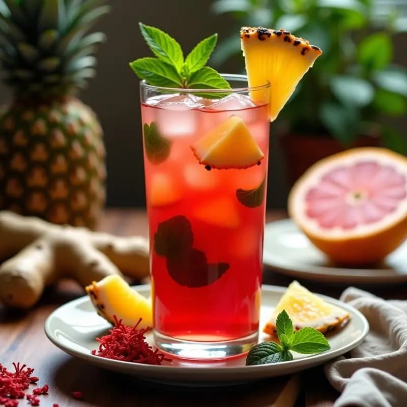 Agua de Jamaica con Piña y Menta: Bebida Mexicana Detox y Afrodisíaca