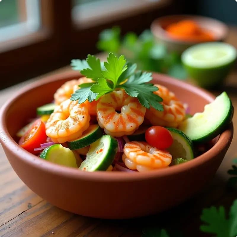 Aguachile de Camarón con Cucurbitáceas y Chili Lime: Cebiche Mexicano con Toque Ácido