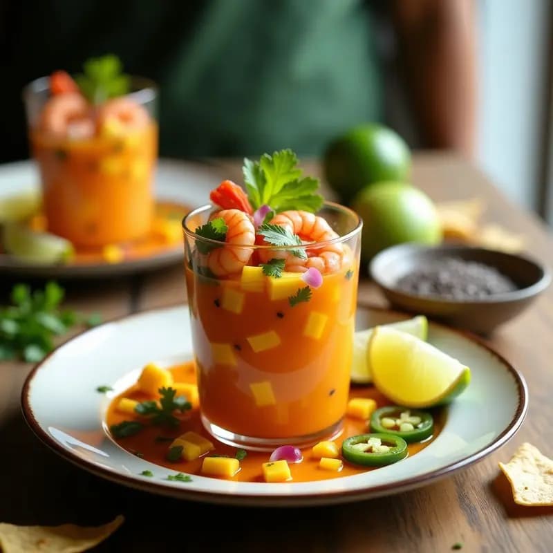 Aguachile de Camarón con Mango y Jalapeño: Receta Mexicana Picante y sin Cocción