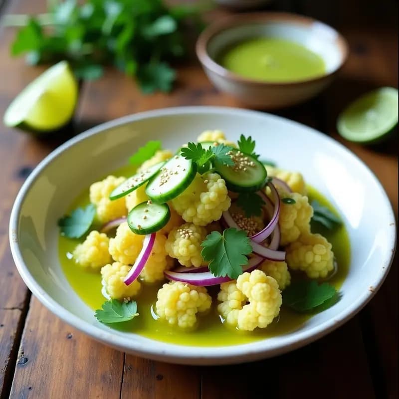 Aguachile de Coliflor con Chile Verde y Lima: Receta Mexicana Vegana y Sin Gluten
