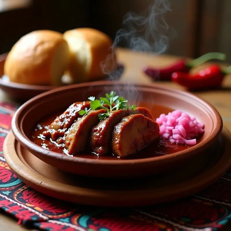 Ahogada de Lomo en Chile Pasilla: Receta Mexicana Tradicional con Cebolla Encurtida