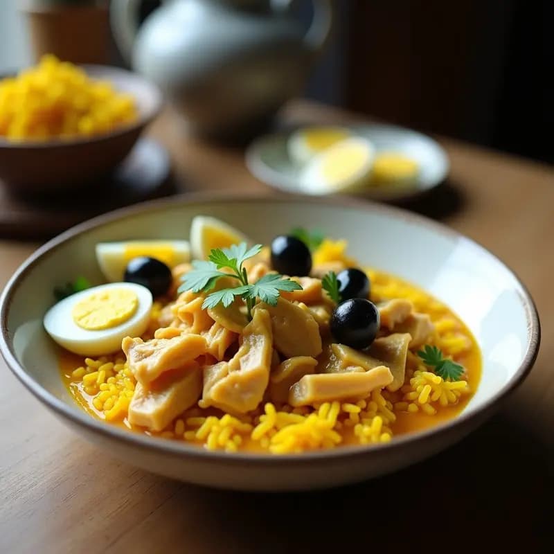 Ají de Gallina con Arroz Amarillo: Receta Peruana Cremosa en Olla Exprés