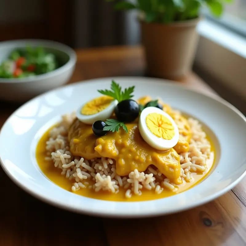 Ají de Gallina con Arroz Integral: Receta Peruana Light y Sin Lactosa