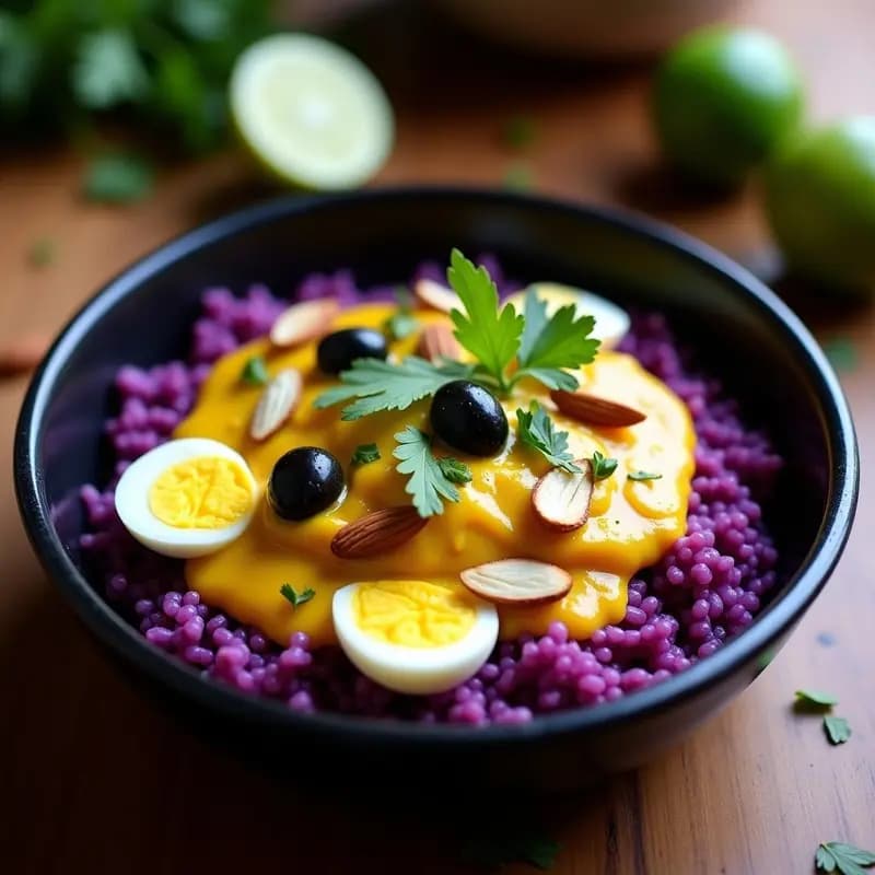 Aji de Gallina con Arroz Morado: Receta Peruana Tradicional con Toque Moderno