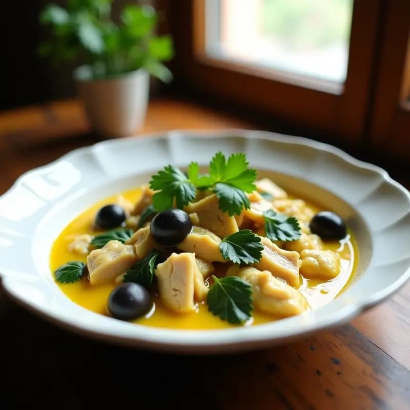 Ají de Gallina con Espinacas y Aceitunas: Receta Peruana Ligera y Sin lactosa