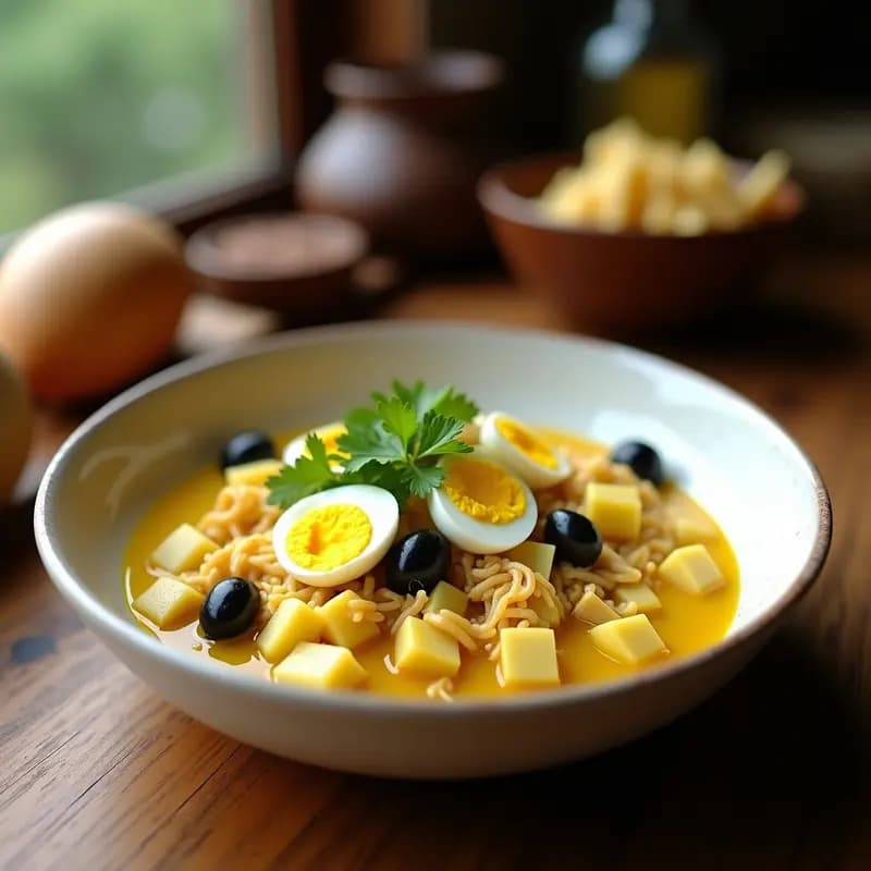 Aji de Gallina con Patatas y Aceitunas: Receta Peruana Cremosa y Reconfortante