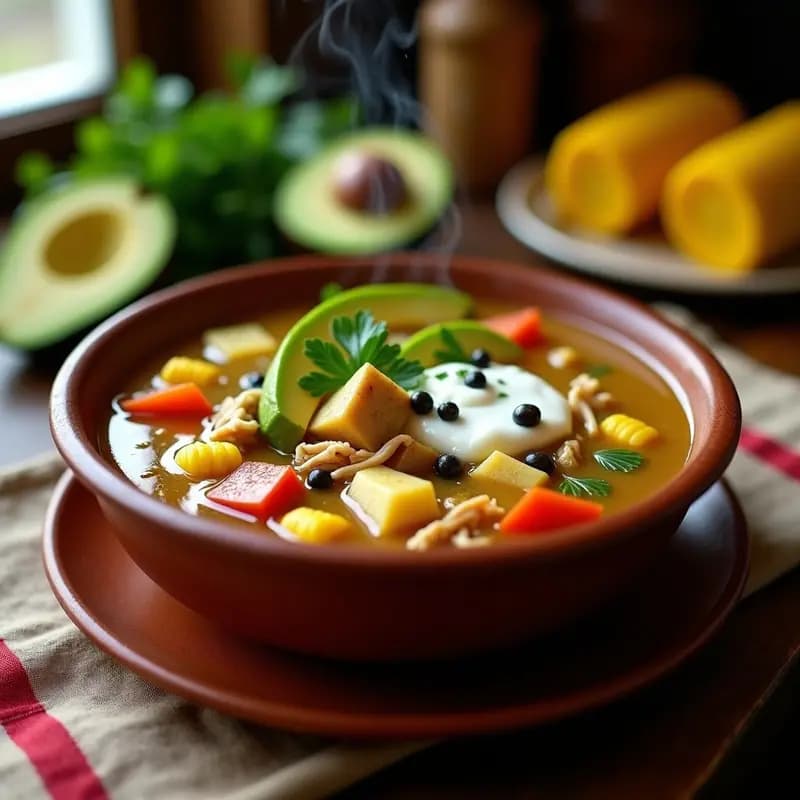 Ajiaco Colombiano con Tres Tipo de Papa y Aguacate: Receta Tradicional en Olla a Presión