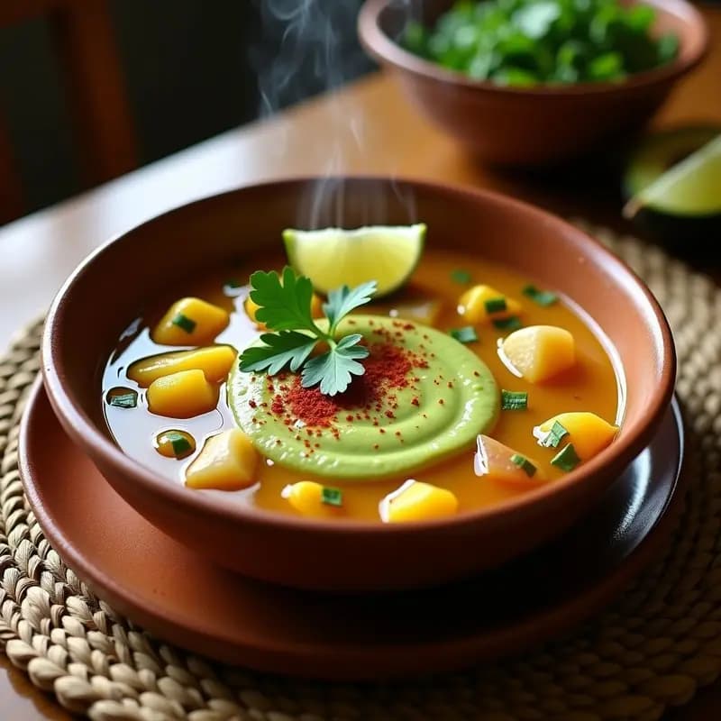 Ajiaco Colombiano con Tres Tipos de Papa y Crema de Aguacate: Receta de Bogotá