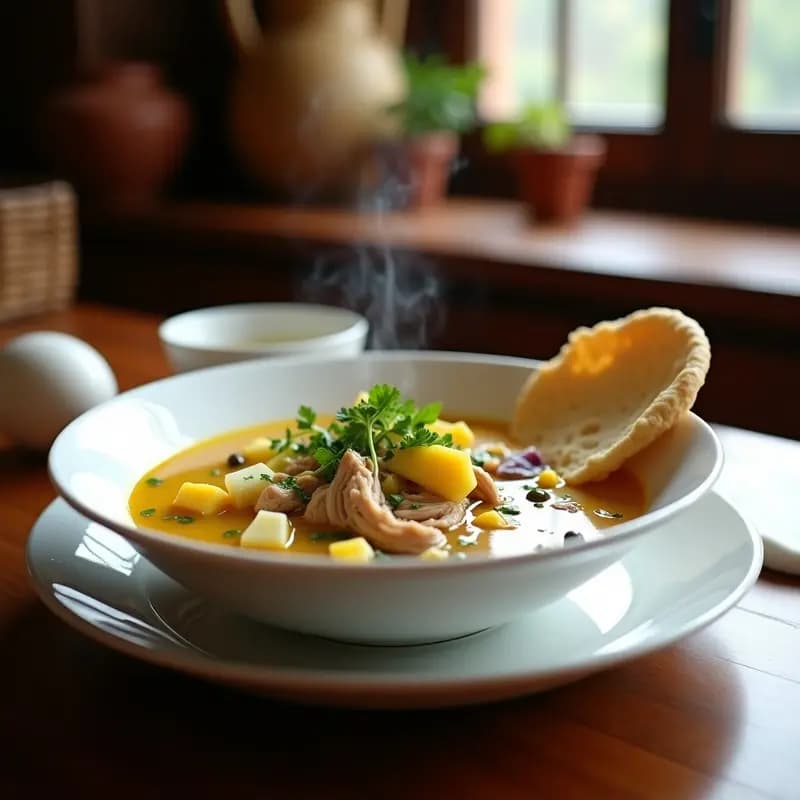 Ajiaco Colombiano con Pollito y Tres Papas: Sopa Reconfortante de Bogotá