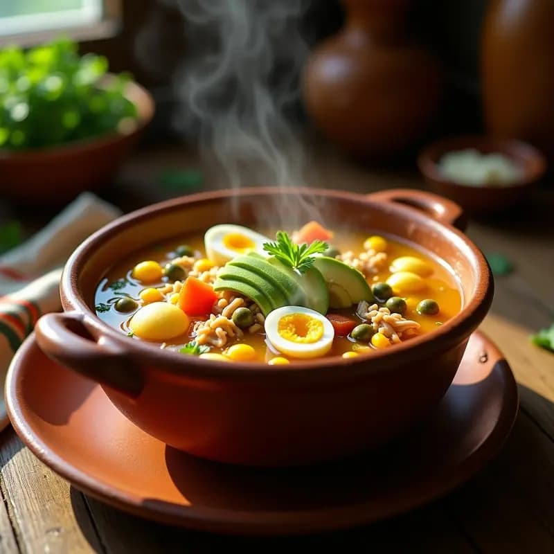 Ajiaco Colombiano con Pollo, Maíz y Guascas: Sopa Contundente en Olla Lenta