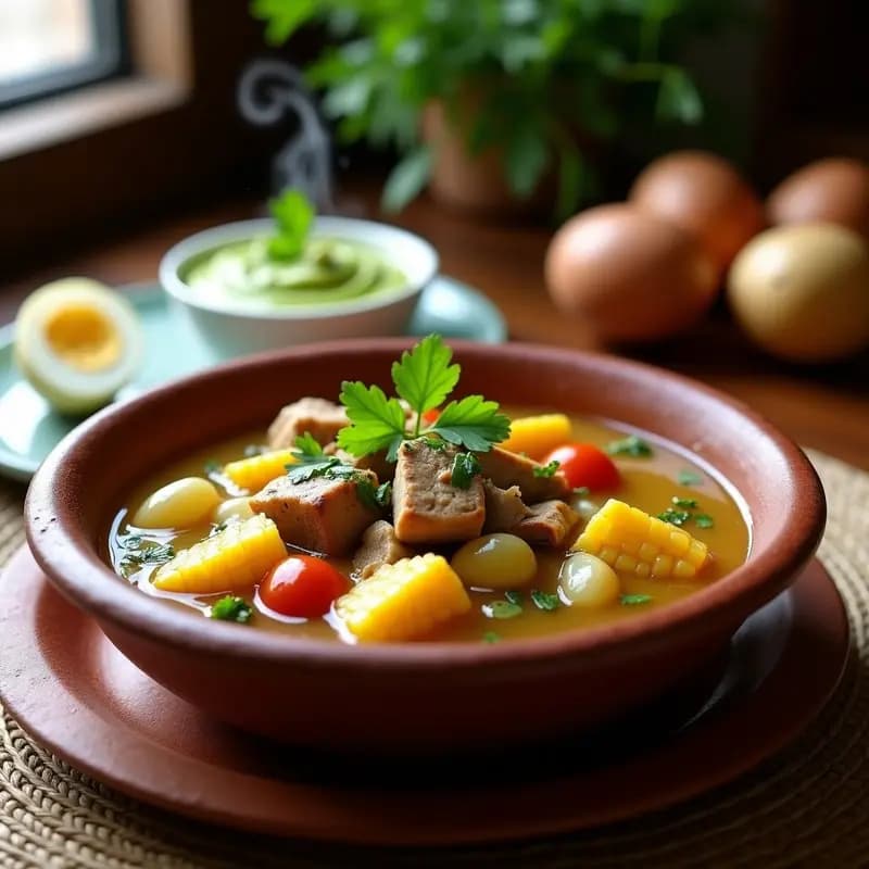 Ajiaco Colombiano con Tres Carnes y Crema de Aguacate: Receta Contundente en Olla