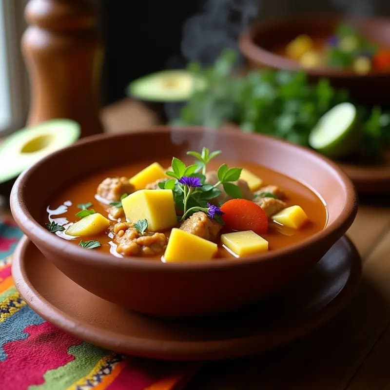 Ajiaco Santafereño con Pollo de Seitán: Sopa Colombiana Vegana en Olla Lenta