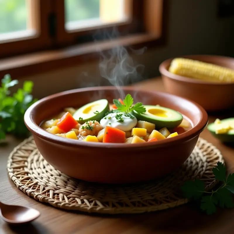 Ajiaco Santafereño con Pollo, Maíz y Guascas: Receta Colombiana en Olla Exprés