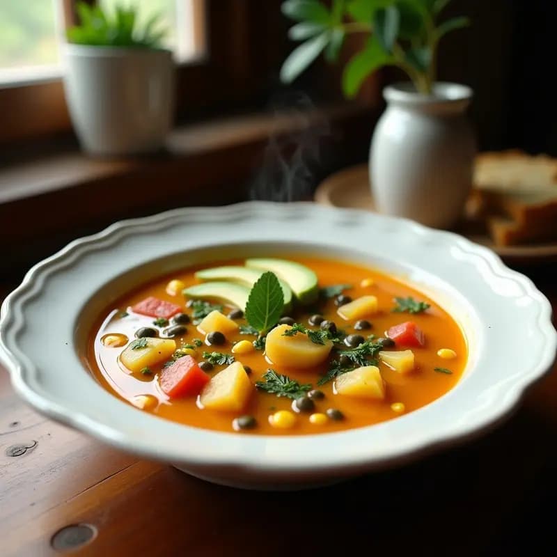 Ajiaco Santafereño con Tres Papas y Guascas: Sopa Colombiana Reconfortante y Sin Lactosa