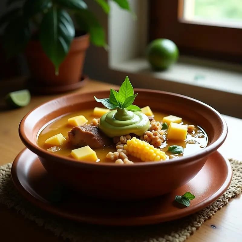 Ajiaco Santanderiano con Guarasa y Crema de Aguacate: Receta Colombiana en Olla