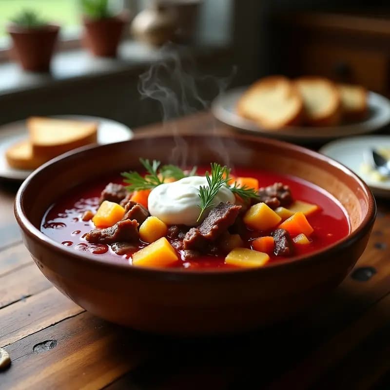Ajiaco Ukrainiano con Carne de Res y Verduras: Sopa Ucraniana Reconfortante en Olla Lenta